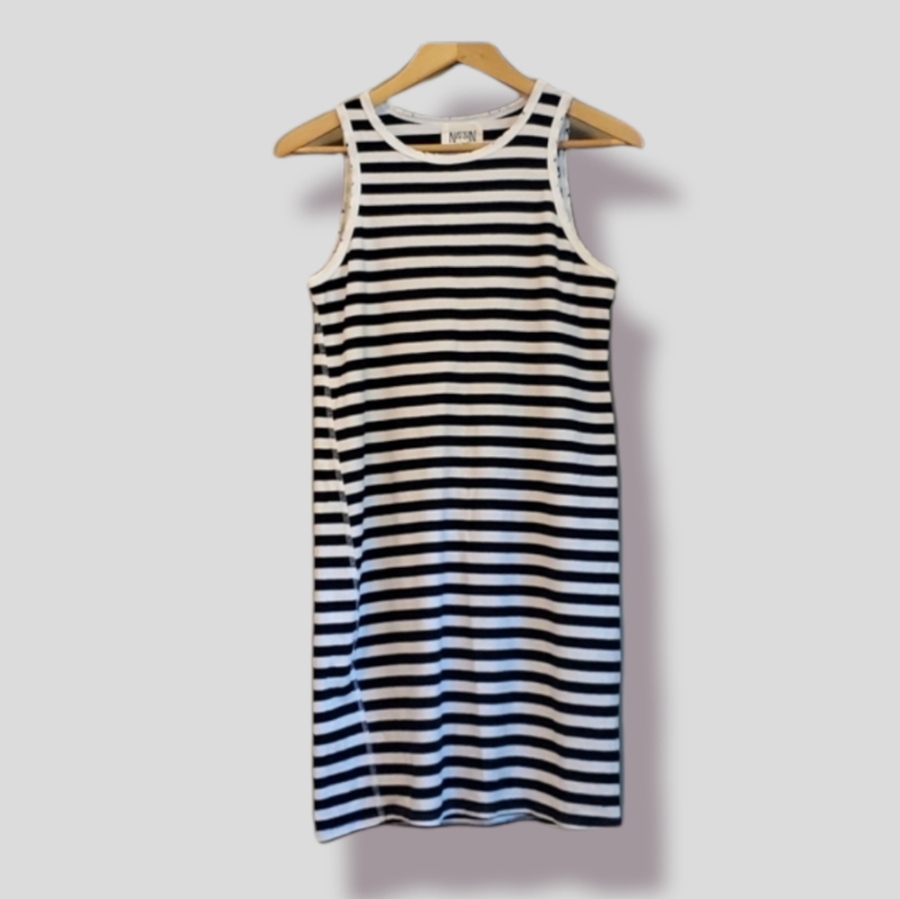 NWOT - Navy and white striped cotton dress